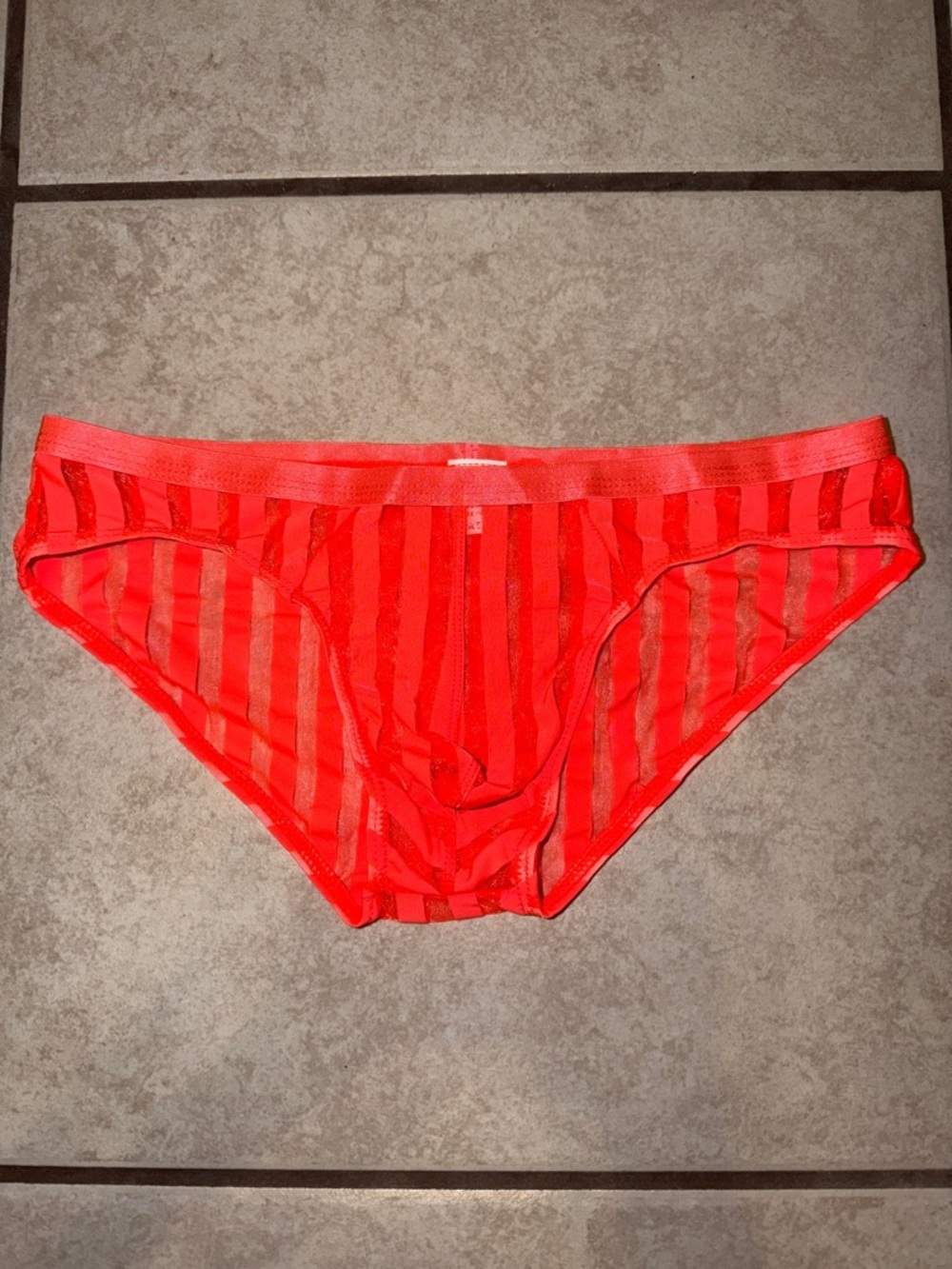 Sheer Striped orange Bikini Brief